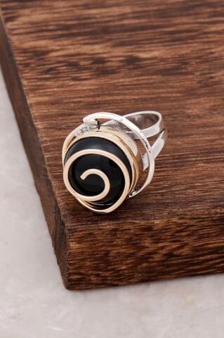 Oltu Taşlı Tasarım Gümüş Yüzük 2838