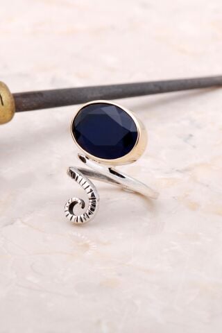 Safir Tasarım Elişi Gümüş Yüzük 3011