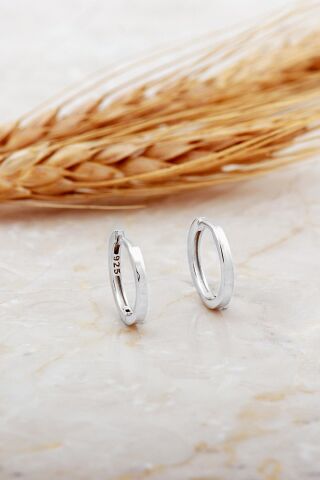 15 Mm Taşsız Rodyumlu Gümüş Halka Küpe 7142