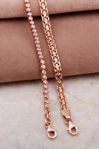 Ezme ve Su Yolu Rose Gümüş Kombin Bileklik 3997