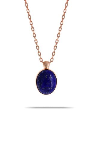 Lapis Lazuli Taşlı Rose Gümüş Kolye 7309