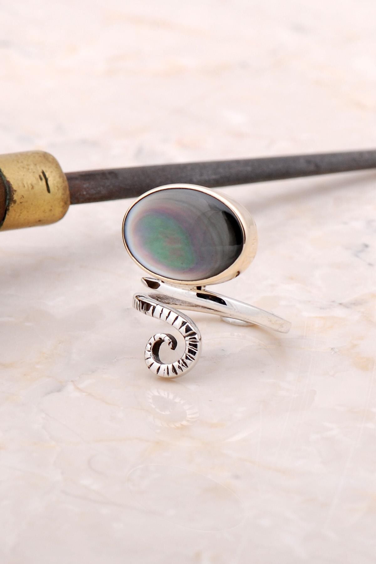 Sedef Tasarım Elişi Gümüş Yüzük 3012