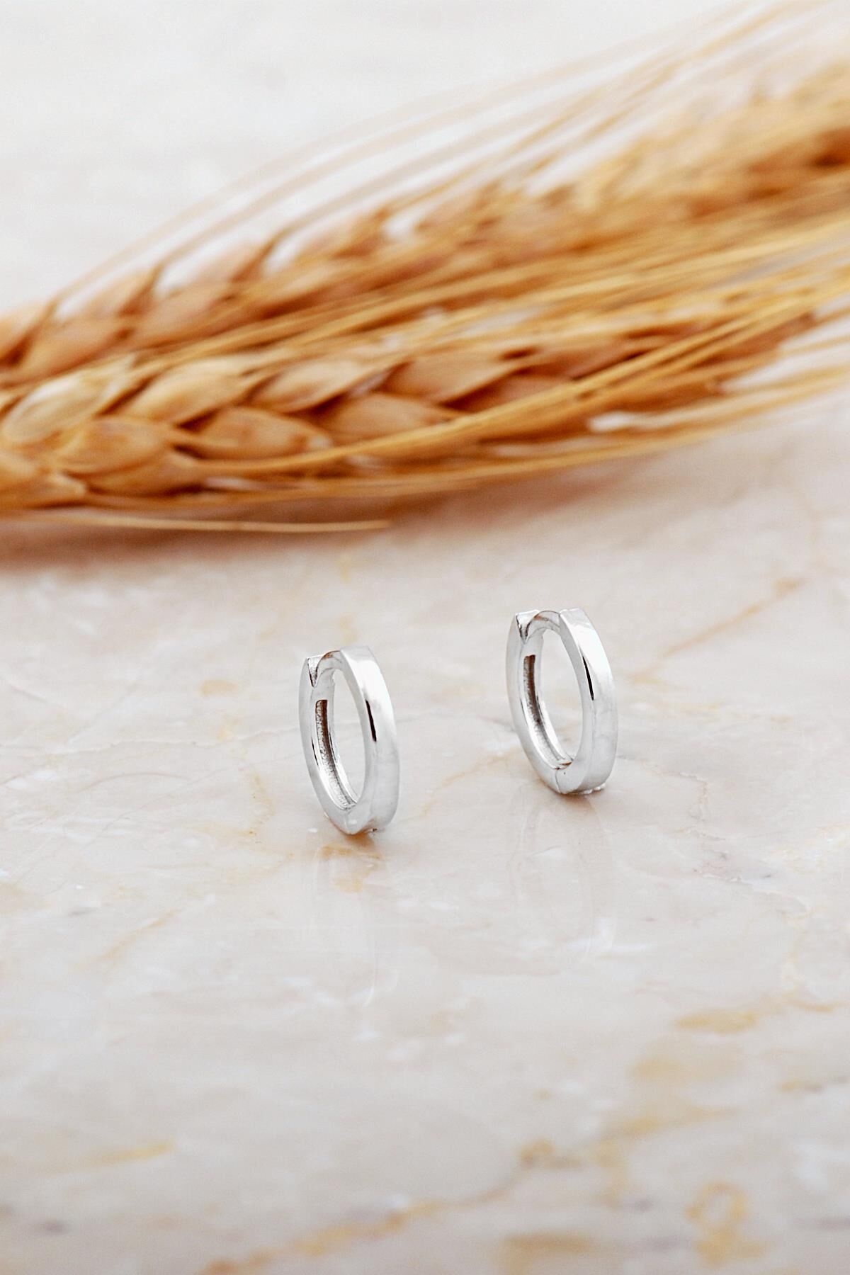 12 Mm Taşsız Rodyumlu Gümüş Halka Küpe 7143