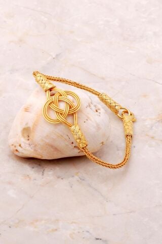 Kazaziye İşlemeli Altın Yaldızlı Şems Düğümü Bileklik 3638