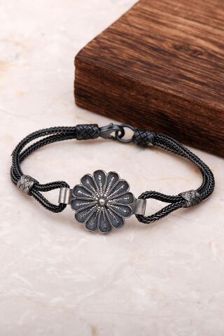 Telkari Ve Kazaziye İşlemeli Papatya Gümüş Bileklik 3219