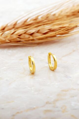 12 Mm Taşsız Altın Kaplama Gümüş Halka Küpe 7146