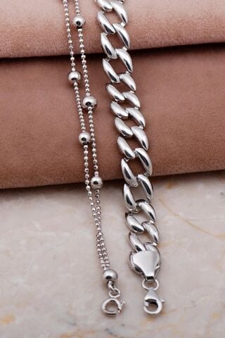 Gurmet ve Dorissa Rodyumlu Gümüş Kombin Bileklik 4002