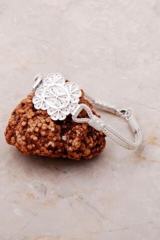 Telkari Kazaziye İşlemeli Tasarım Gümüş Bileklik 3641