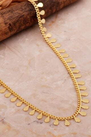 Damla Pullu Altın Kaplama Choker Gümüş Kolye 7976