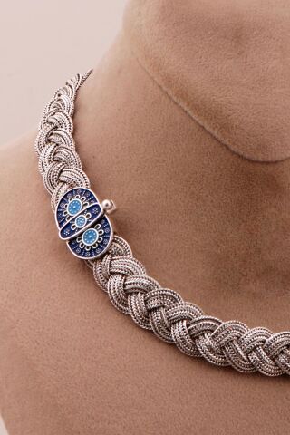 Mardin Güneşi Hasır Örgü Oksitli 925 Ayar Gümüş Set 2750