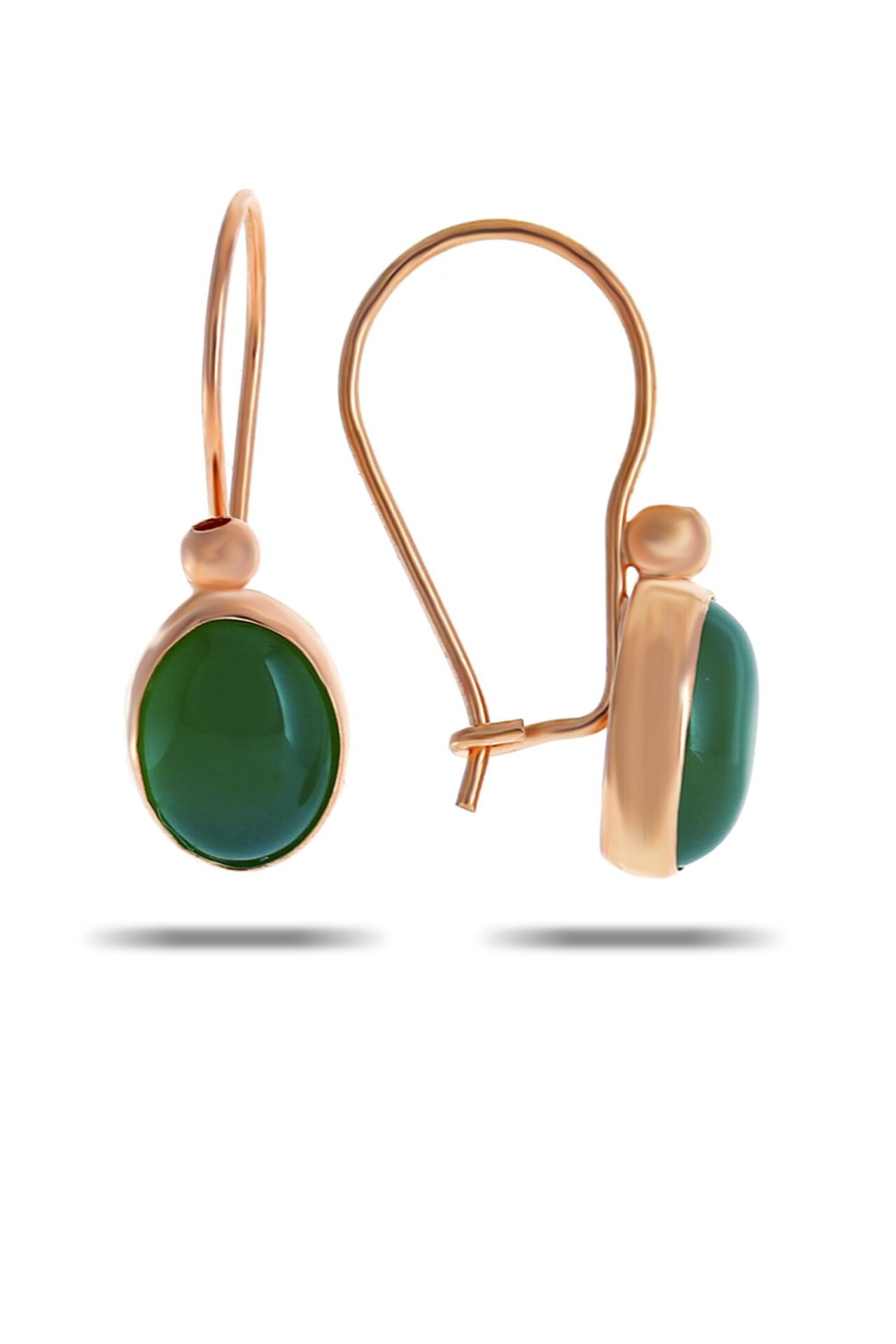 Yeşim Taşlı Rose Gümüş Küpe 5524