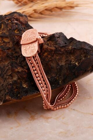 Midyat Hasırı Rose Gümüş Laleli Akıtma Bileklik 4709