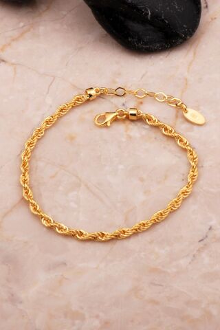 Gümüş Altın Yaldızlı Halat Bileklik 4552