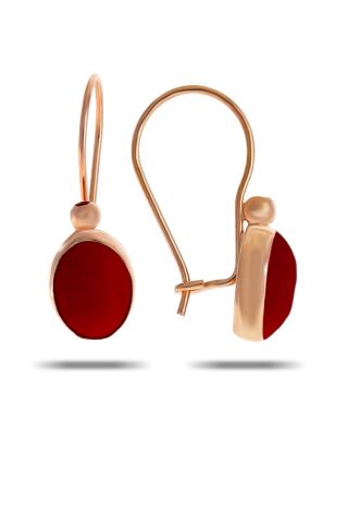 Mercan Taşlı Rose Gümüş Küpe 5526