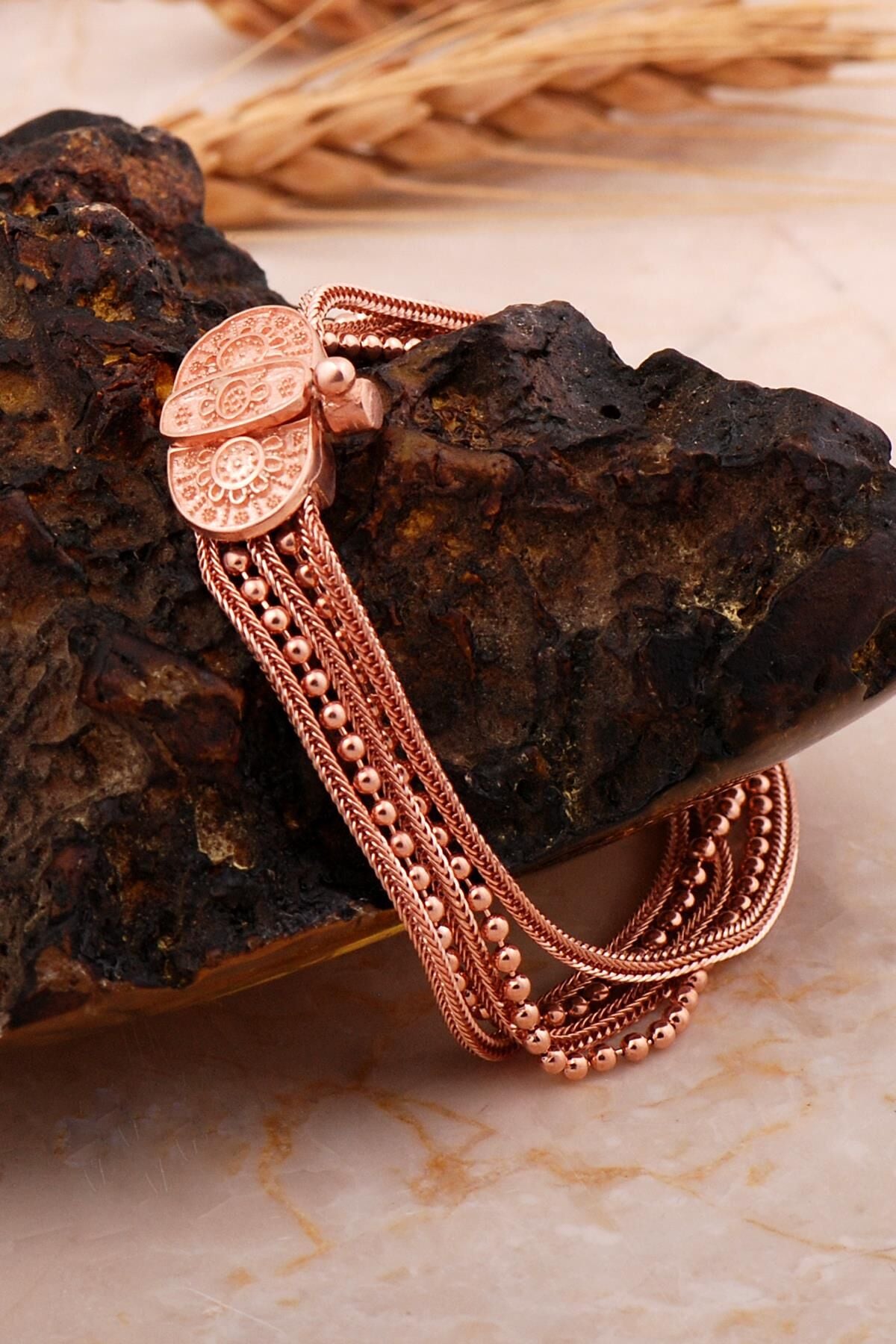 Midyat Hasırı Rose Gümüş Mezopotamya Güneşi Akıtma Bileklik 4710