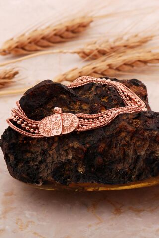 Midyat Hasırı Rose Gümüş Mezopotamya Güneşi Akıtma Bileklik 4710