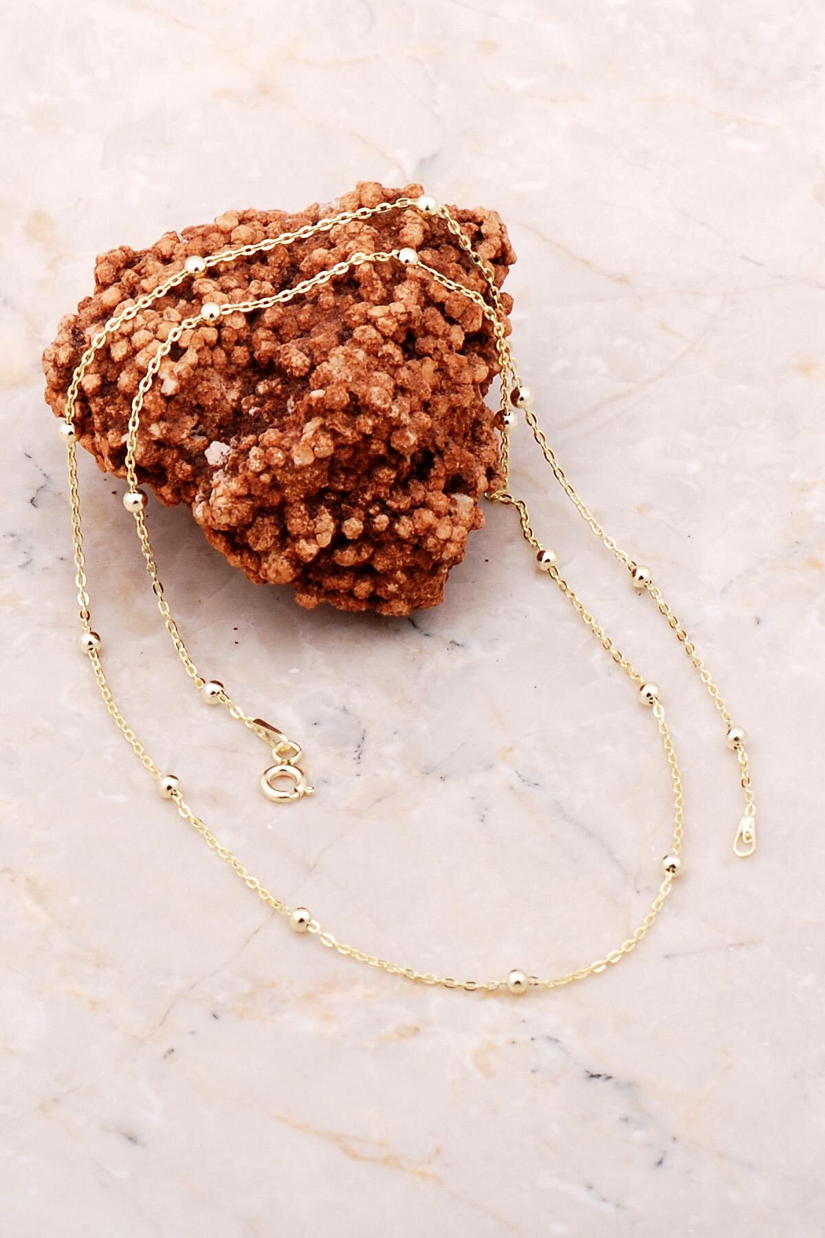 Top Top Altın Yaldızlı Gümüş 45 Cm Kolye 41