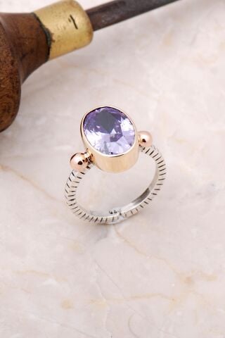 Kuvars Elişi Gümüş Tektaş Yüzük 3024