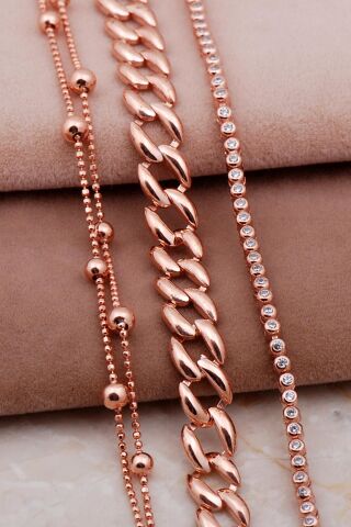 Gurmet, Su Yolu ve Dorika Rose 925 Ayar Gümüş Kombin Bileklik 4010