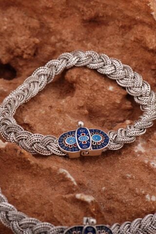 Mardin Güneşi Hasır Örgü Oksitli 925 Ayar Gümüş Set 2752