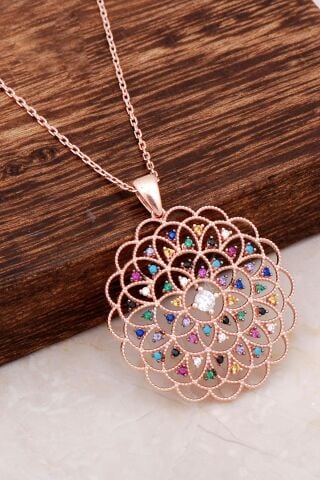 Yaşam Çiçeği Rose Gümüş Kolye 6664