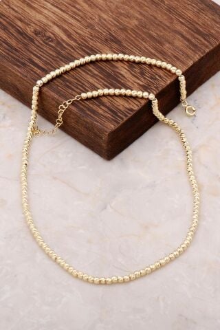 Dorika Altın Yaldızlı 925 Ayar Gümüş Kolye 6850