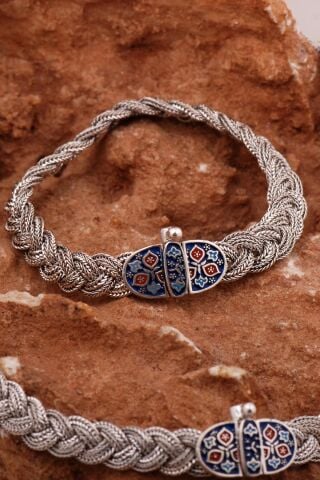 Hasır Örgü Telkari Anadolu Motifli Oksitli Gümüş Set 2753