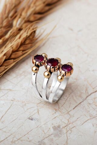 4 Farklı Doğal Taş Seçenekli Elişi 925 Ayar Gümüş Yüzük 6003