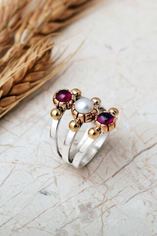 4 Farklı Doğal Taş Seçenekli Elişi 925 Ayar Gümüş Yüzük 6003