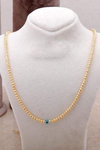 Dorissa Altın Yaldızlı Nazar Boncuklu Gümüş Kolye 6853