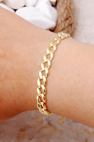 Gurmet Model Altın Yaldızlı Gümüş Bileklik 4015