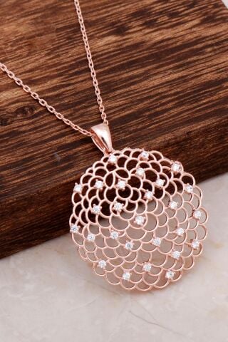 Rose Gümüş Yaşam Çiçeği Kolye 6668