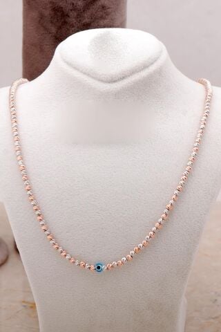 Dorissa Rose Gümüş Renkli Nazar Boncuklu Kolye 6855