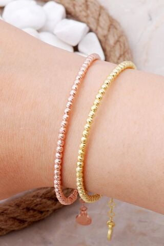 Dorika Tasarım Rose ve Altın Yaldızlı 925 Ayar Gümüş Kombin Bilezik 4018