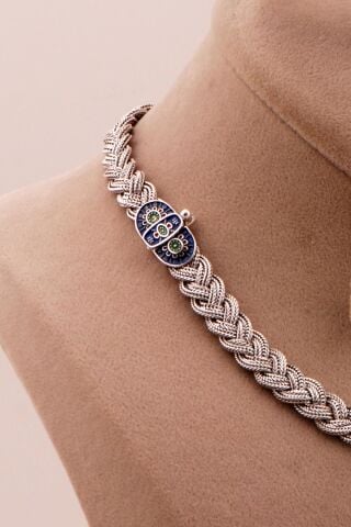 Mardin Güneşi Hasır Örgü Oksitli 925 Ayar Gümüş Set 2755