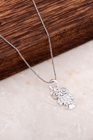 Baykuş Tasarım Elişi Gümüş Kolye 6672