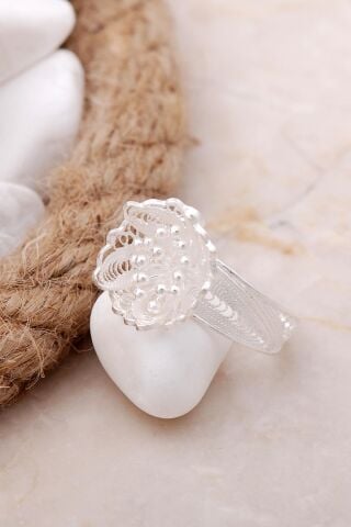 Çiçekli Telkari Elişi Gümüş Yüzük 3351