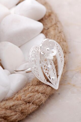 Kalp Telkari Elişi Gümüş Yüzük 3353