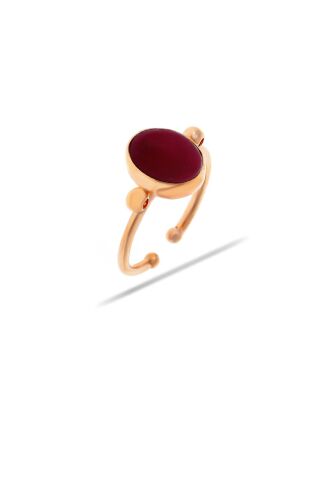 Mercan Taşlı Rose Gümüş Yüzük 3189