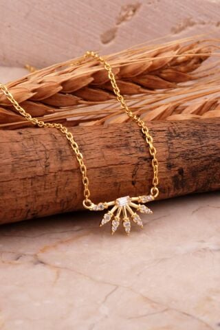 Güneş Mini Altın Kaplama Gümüş Baget Kolye 7983