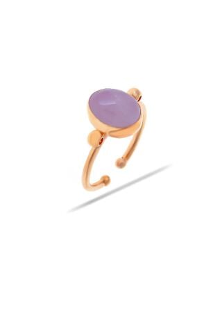 Pembe Kuvars Taşlı Rose Gümüş Yüzük 3190
