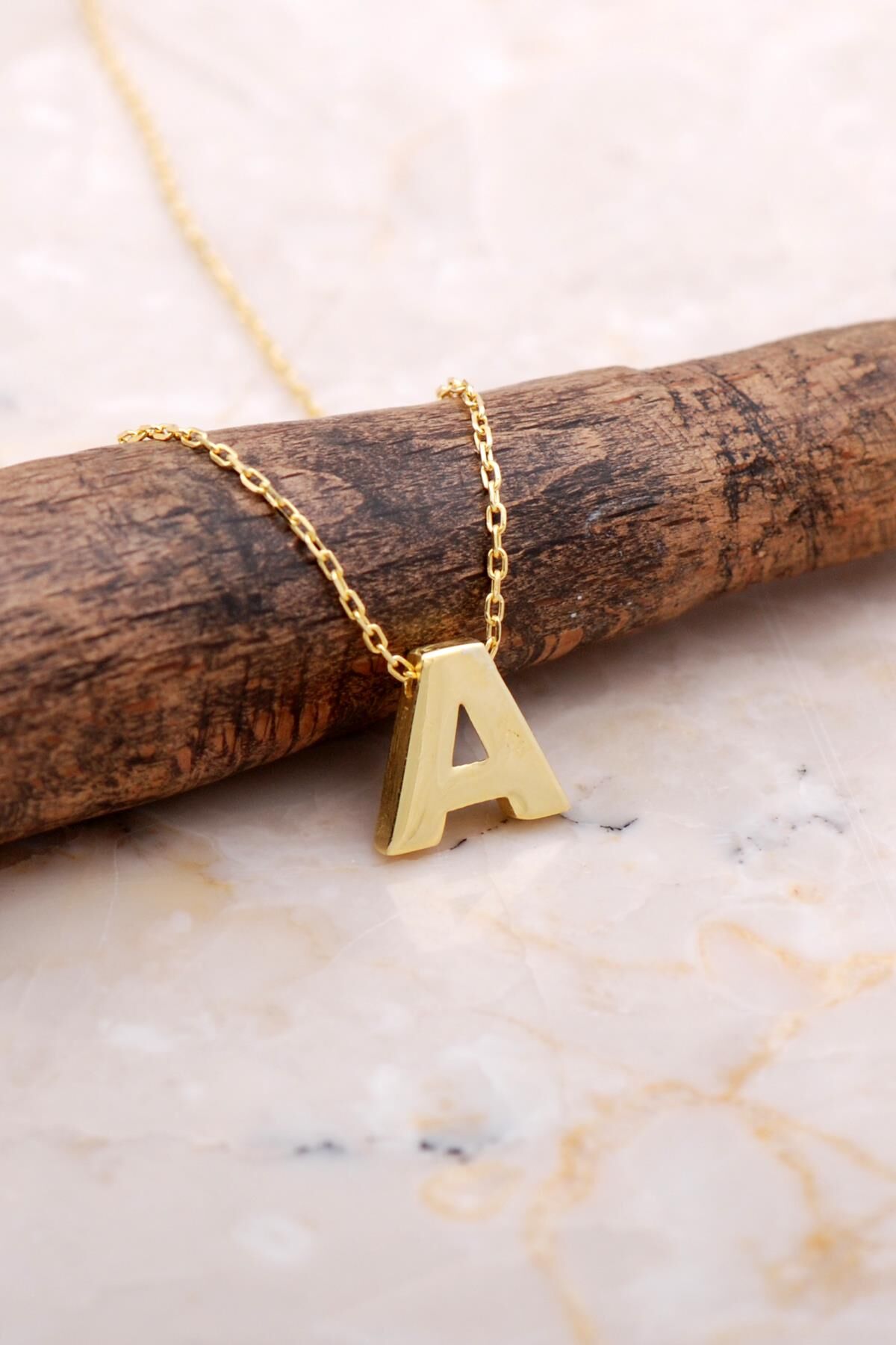 A Harfi Altın Kaplama Gümüş Kolye 7847