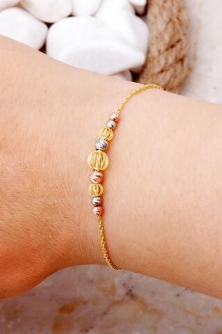 Dorika Tasarım Altın Yaldızlı 925 Ayar Gümüş Bileklik 4025