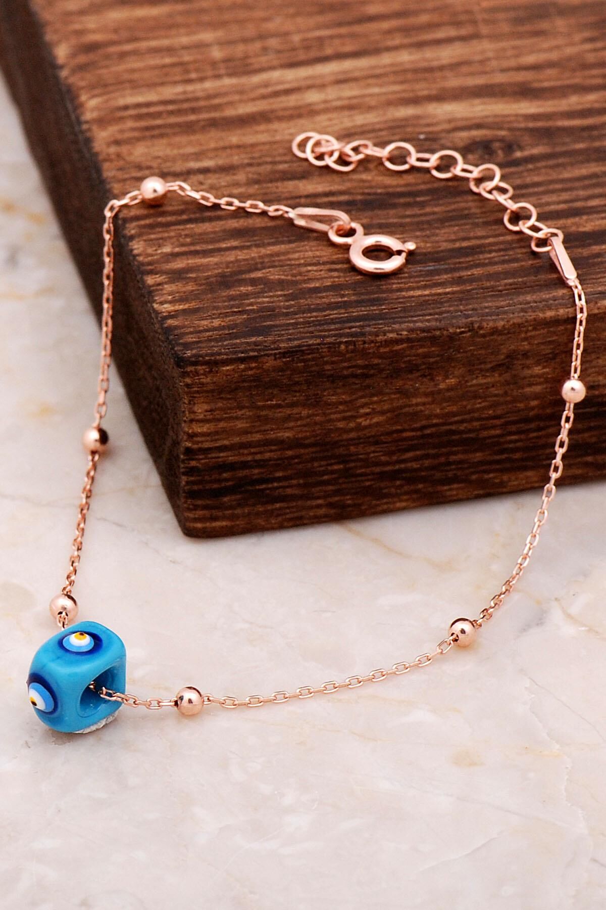 Turkuaz Toptop Rose Gümüş Bileklik 3230