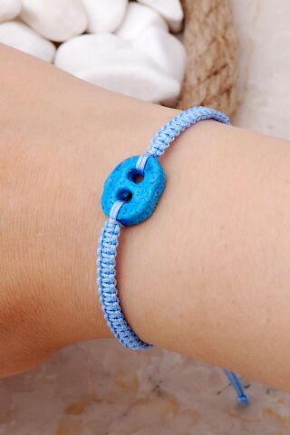 Süryani Nazar Boncuğu Mavi Makrome Bileklik 4026