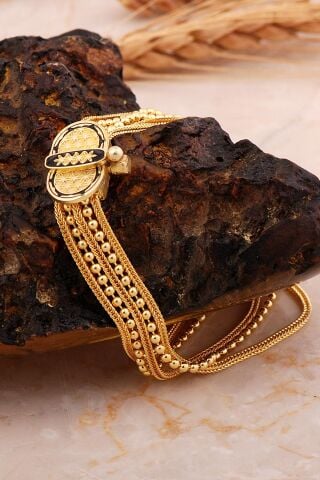 Yaşam Çiçeği Motifli Altın Kaplama Gümüş Midyat Hasırı Akıtma Bileklik 4712