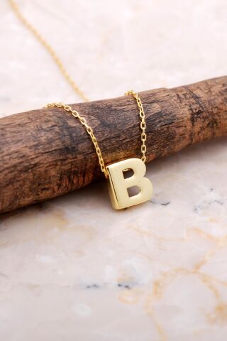 B Harfi Altın Kaplama Gümüş Kolye 7850