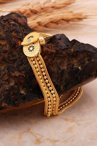 Midyat Hasırı Altın Kaplama Gümüş Mineli Akıtma Bileklik 4715