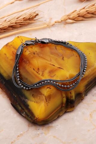 Akıtma Midyat Hasırı Gümüş Oksitli Bileklik 4717