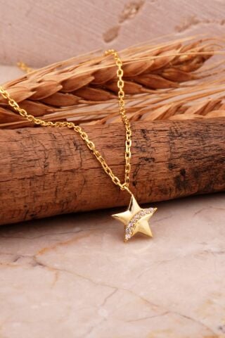 Yıldız Mini Altın Kaplama Gümüş Kolye 7986